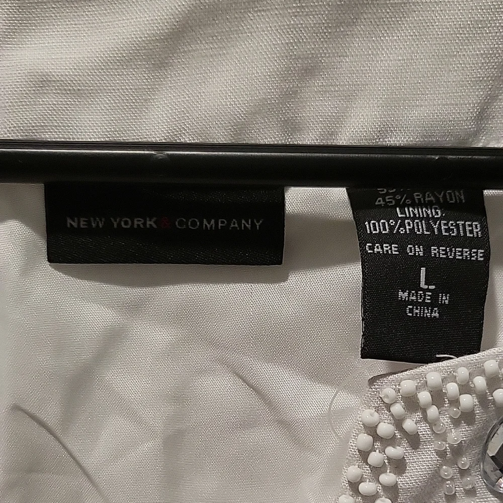 New York & Company Ivory Embellished Linen Dress - Picture 2 of 4